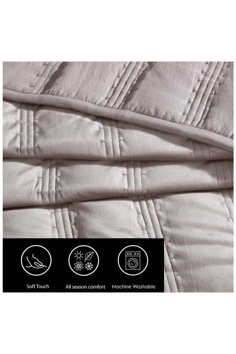 Velvet Linear Stitch Quilt Set, Alternate, color, FRENCH CLAY