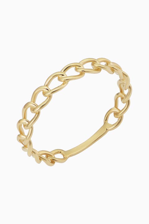 14K Yellow Gold Dainty Curb Link Ring