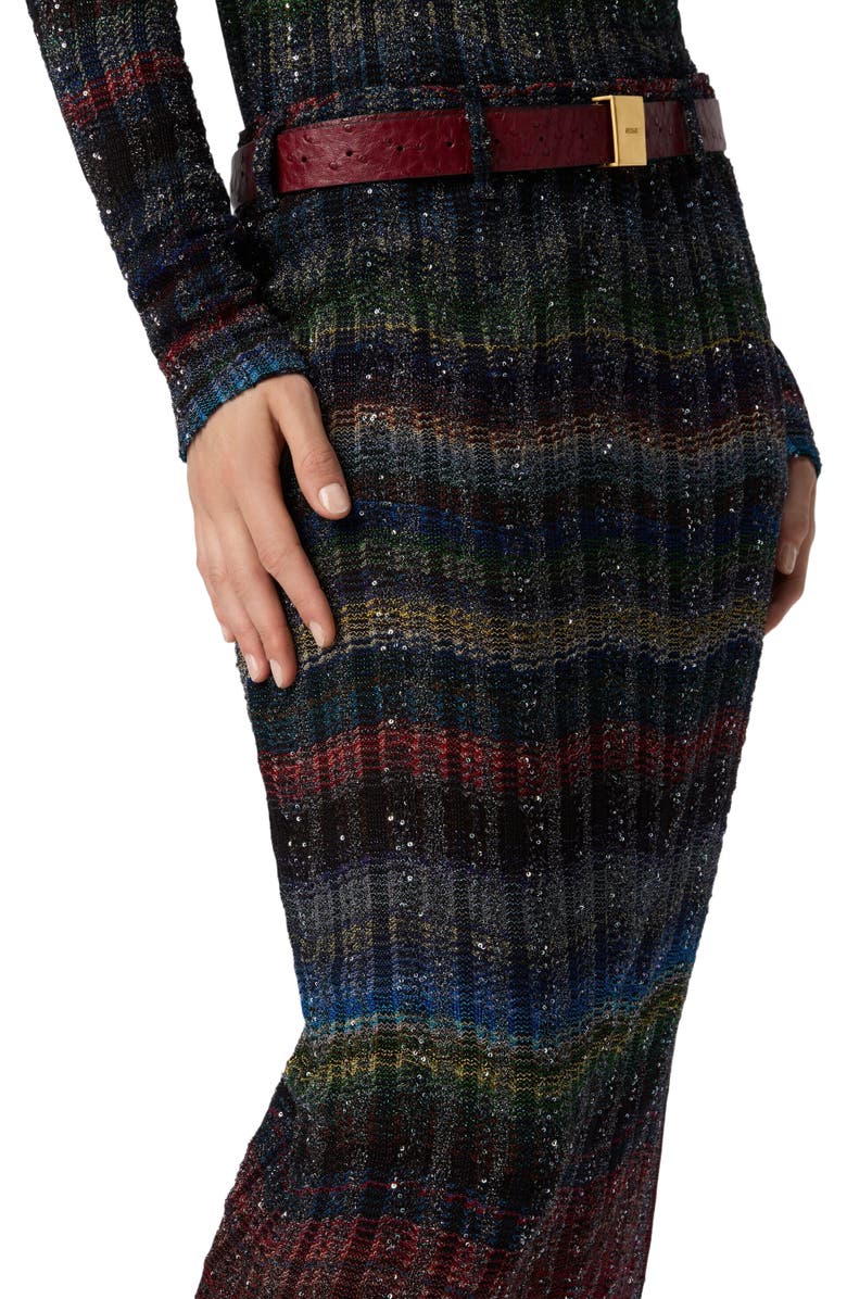 Missoni Long Pencil Skirt With Wave Pattern, Alternate, color, Multicoloured