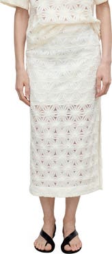 MANGO Daisy Appliqué Midi Skirt