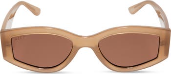 NEW Diff Eyewear 55mm Kai Slim Brown Tortoise Sunglasses Kai Round Sunglasses | Cream Tortoise & Grey | DIFF Eyewear main image 2