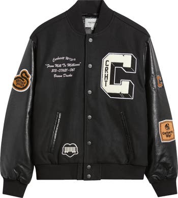 Carhartt Work In Progress Brown Ducks Mixed Media Bomber Jacket Nordstrom