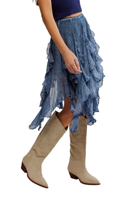 Free People Susanna Ruffle Handkerchief Hem Midi Skirt In Blue