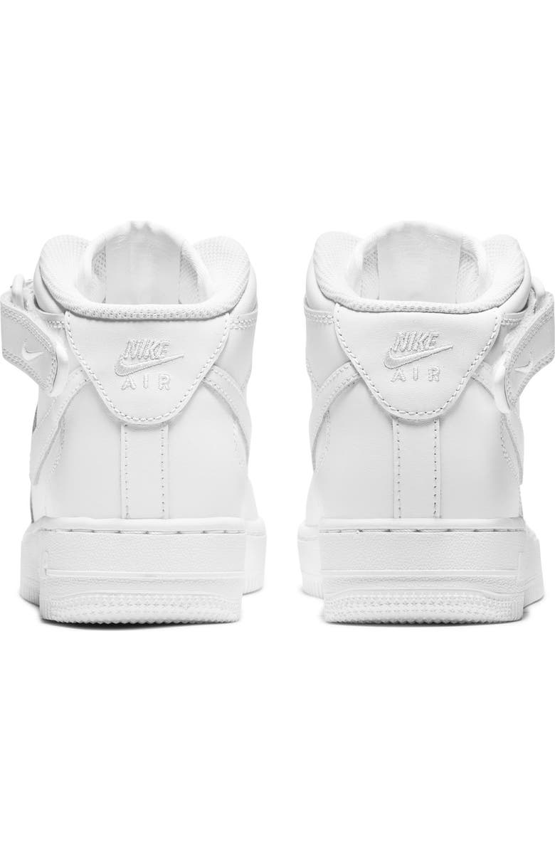 Nike Kids' Air Force 1 Mid Sneaker, Alternate, color, White/ White
