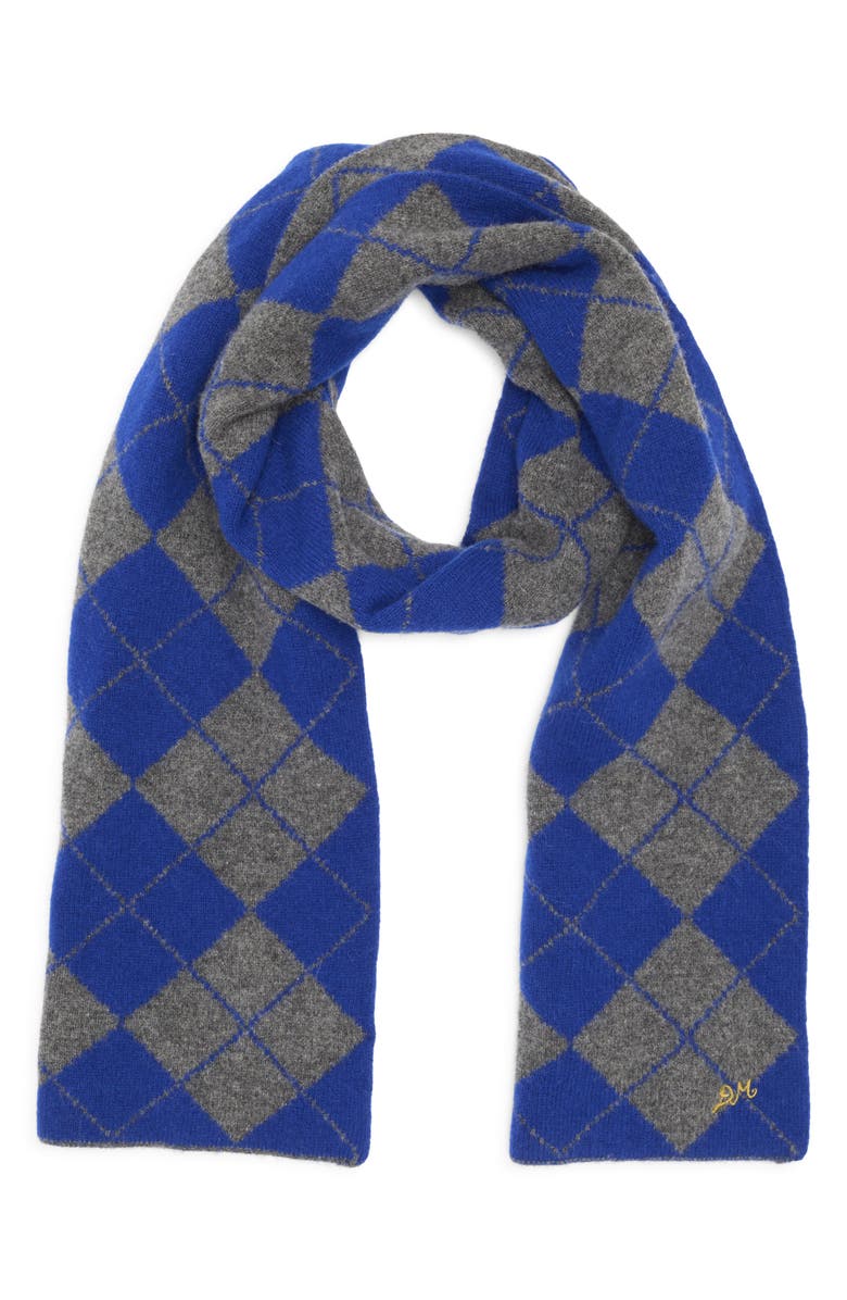 Damson Madder Saskia Argyle Wool Scarf, Alternate, color, Blue