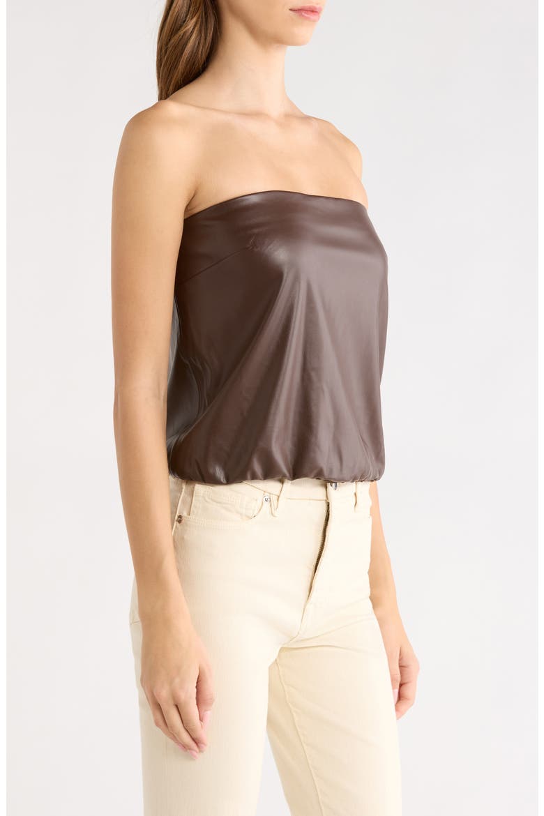 Camryn Faux Leather Strapless Top, Alternate, color, CHOCOLATE