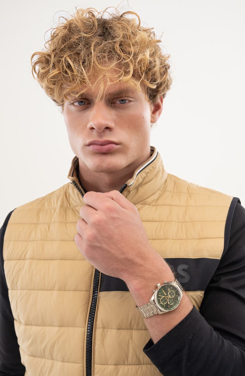 BOSS Grand Prix Chronograph Bracelet Watch, 44.5mm, Alternate, color, Green