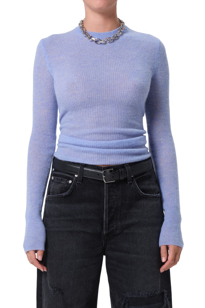 Alessia Wool & Cashmere Blend Rib Top, Main, color, HEATHER ROBIN