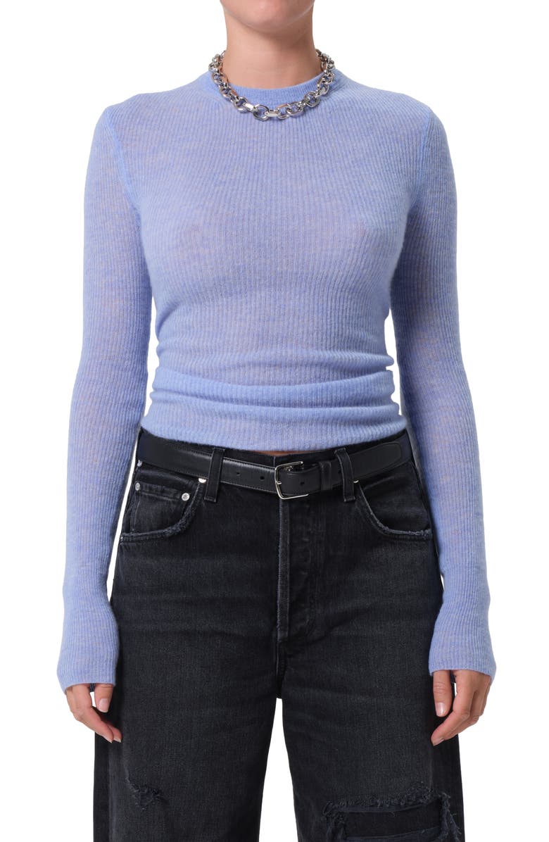 Citizens of Humanity Alessia Wool & Cashmere Blend Rib Top, Main, color, Heather Robin