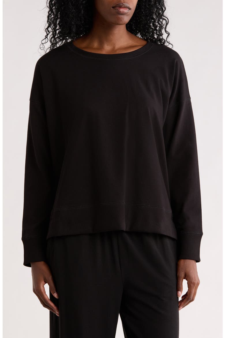 Crewneck Long Sleeve T-Shirt, Main, color, BLACK