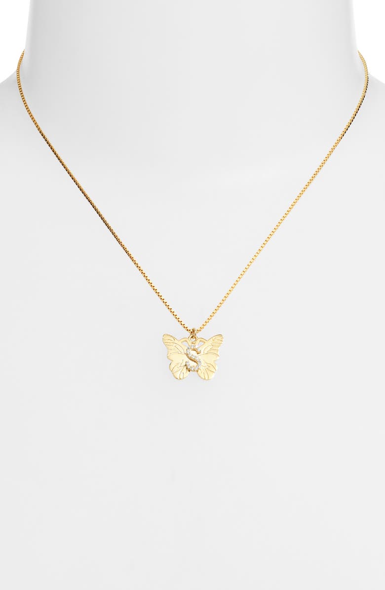 The M Jewelers The Butterfly Initial Pendant Nekclace, Alternate, color, Gold S