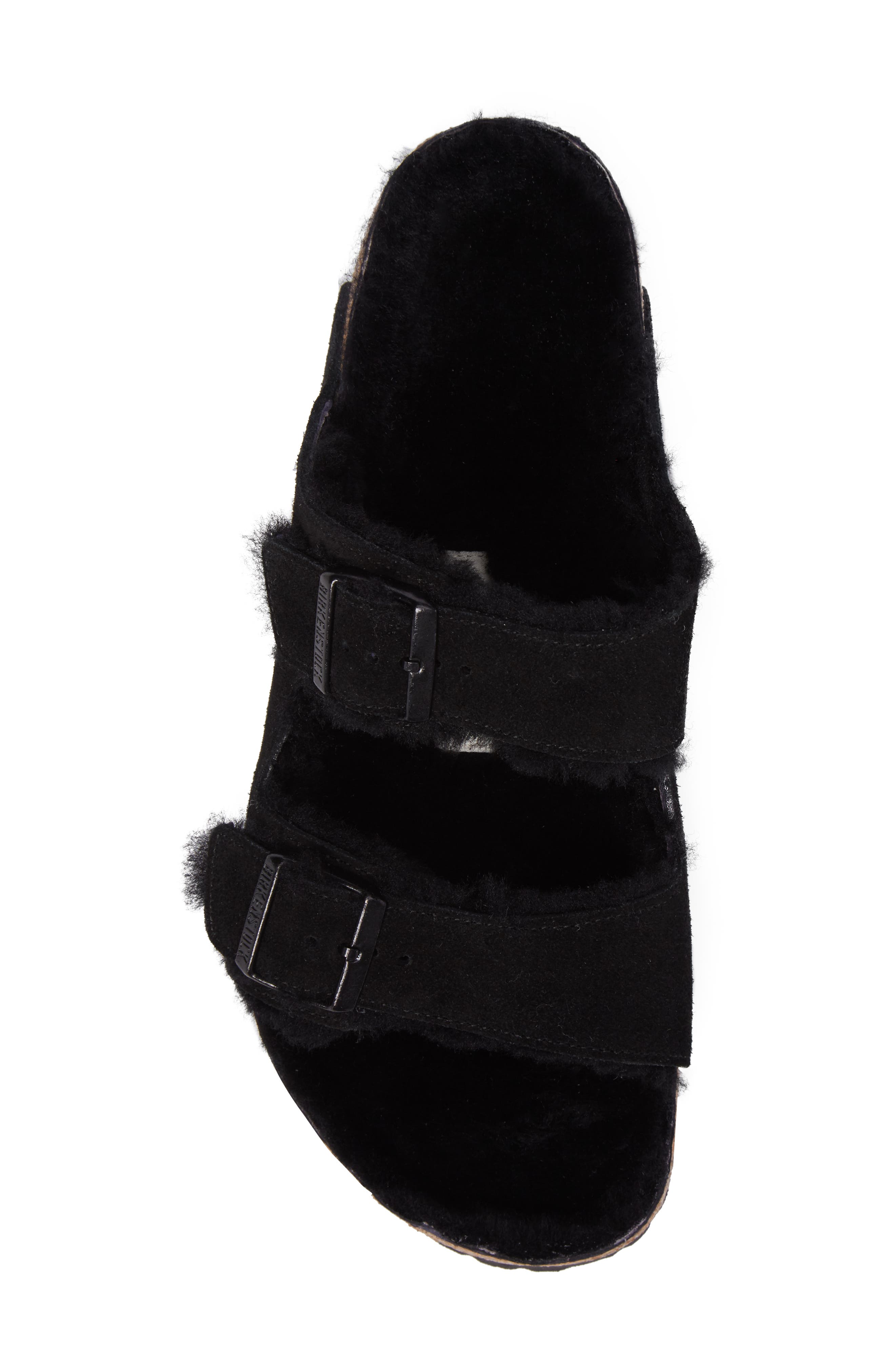 Arizona Slide Sandal with Genuine Shearling, Alternate, color, BLACK