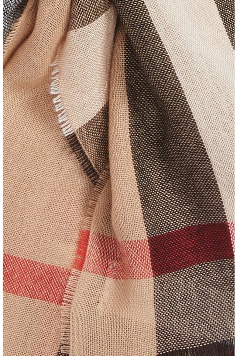 Check Wool & Cashmere Scarf, Alternate, color, CAMEL