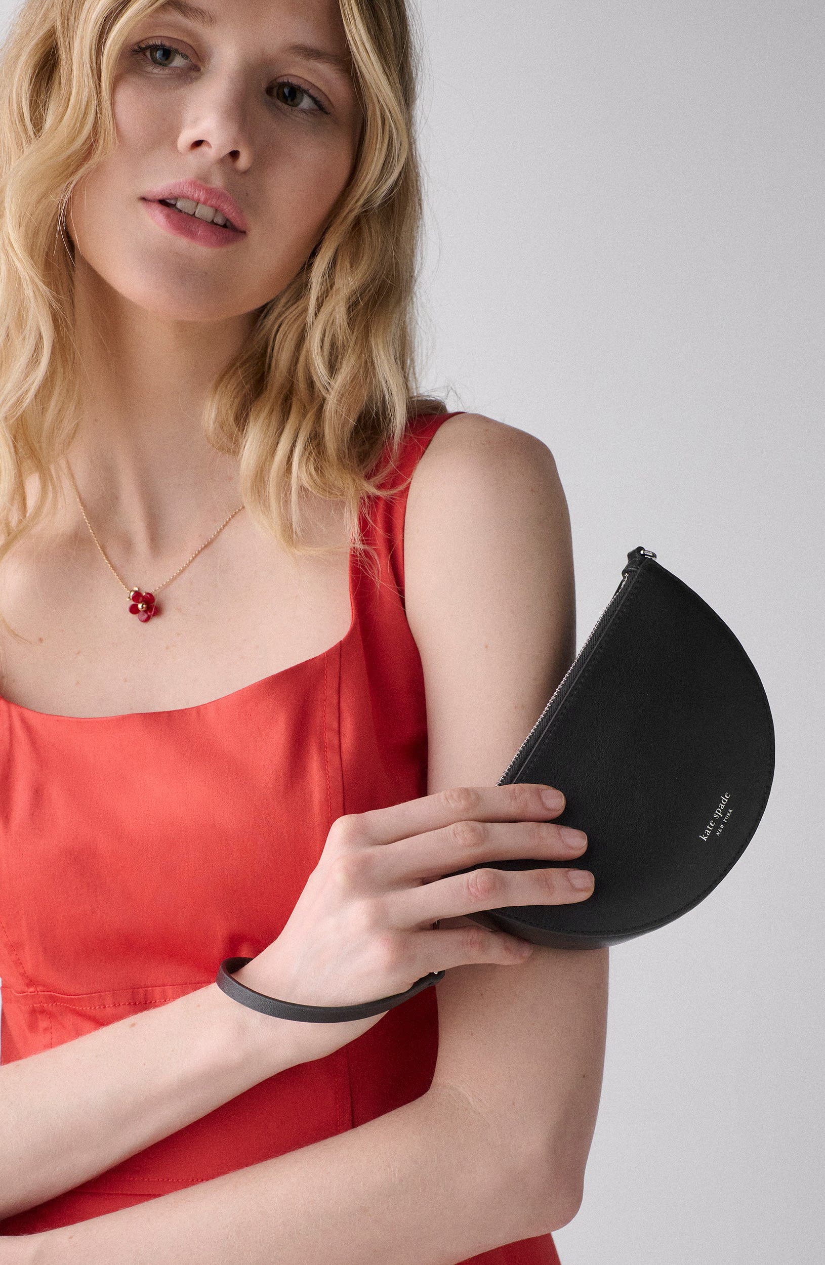 wink leather wristlet, Alternate, color, BLACK