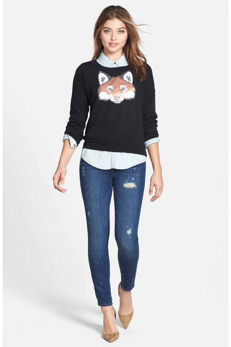 Denim 'Hoxton' Distressed High Rise Skinny Stretch Ankle Jeans, Alternate, color, LOLA DESTRUCTED