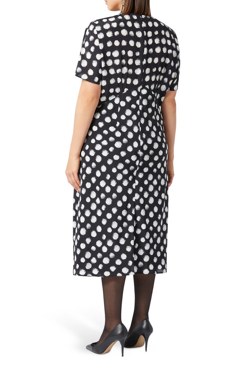 Zuai Dot Print Silk Crêpe de Chine Dress, Alternate, color, BLACK