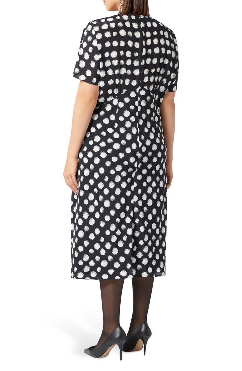 Marina Rinaldi Zuai Dot Print Silk Crêpe de Chine Dress, Alternate, color, Black