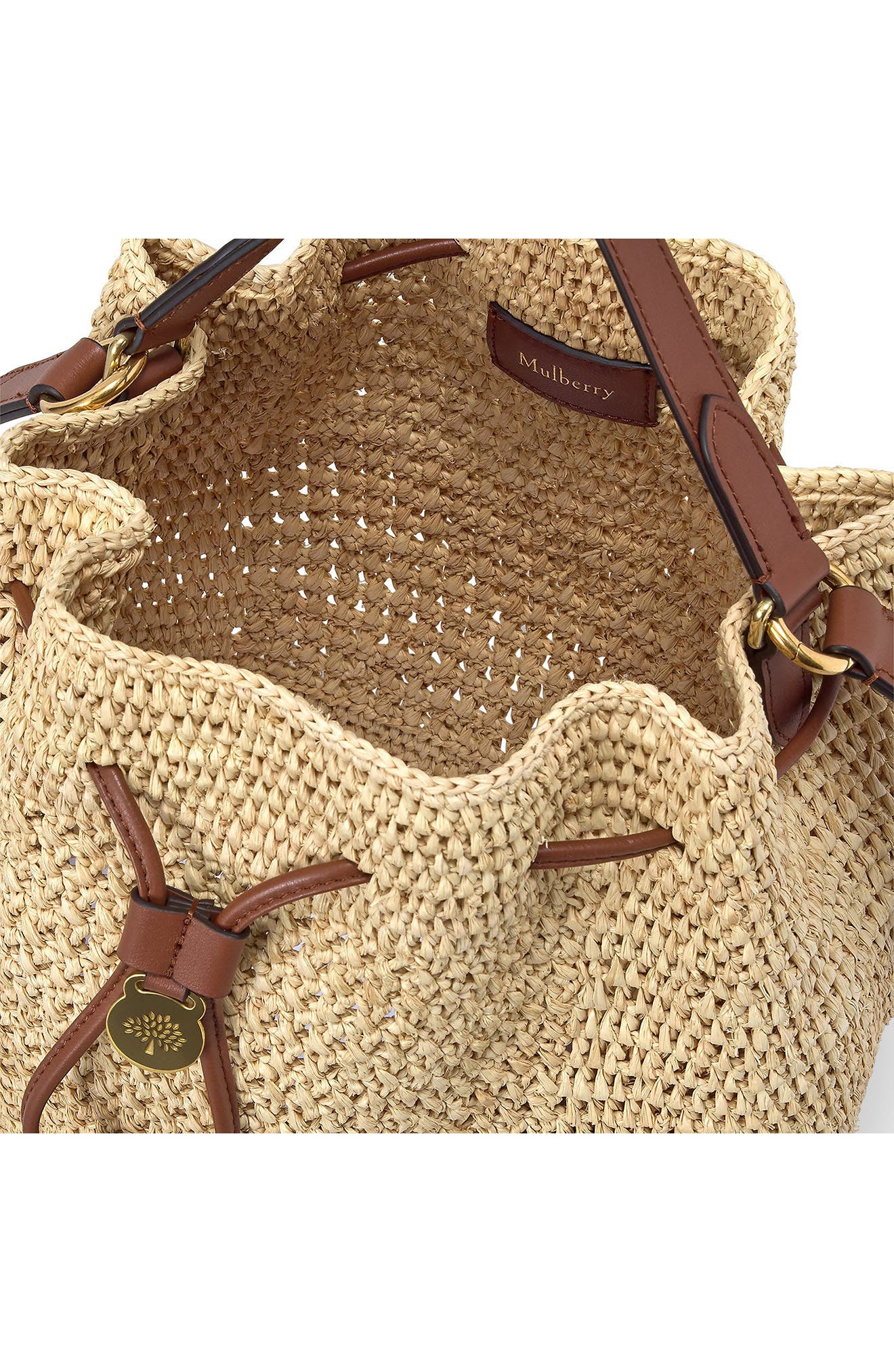 Mulberry Crochet Raffia Bucket Bag, Alternate, color, Natural