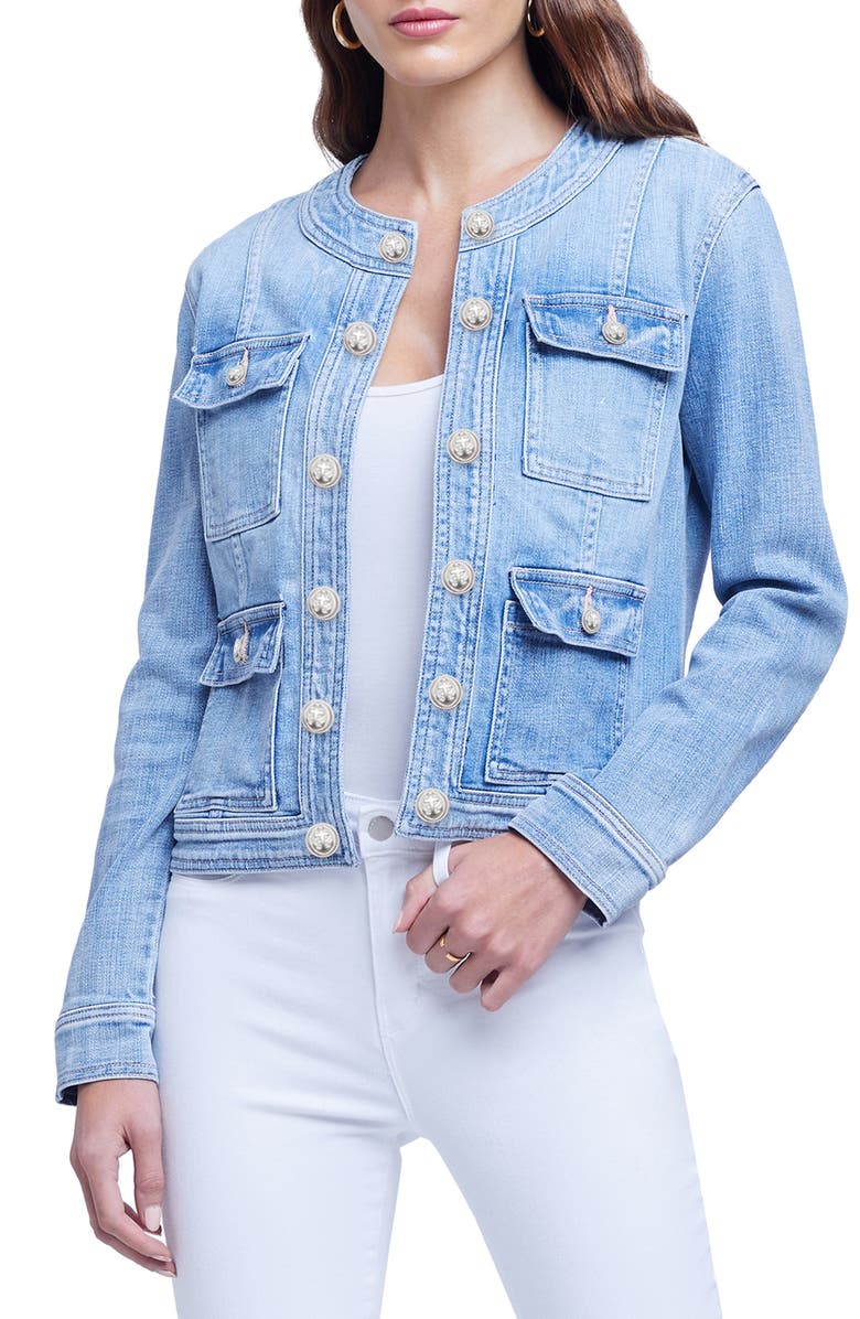 L'AGENCE Yari Denim Jacket, Main, color, 