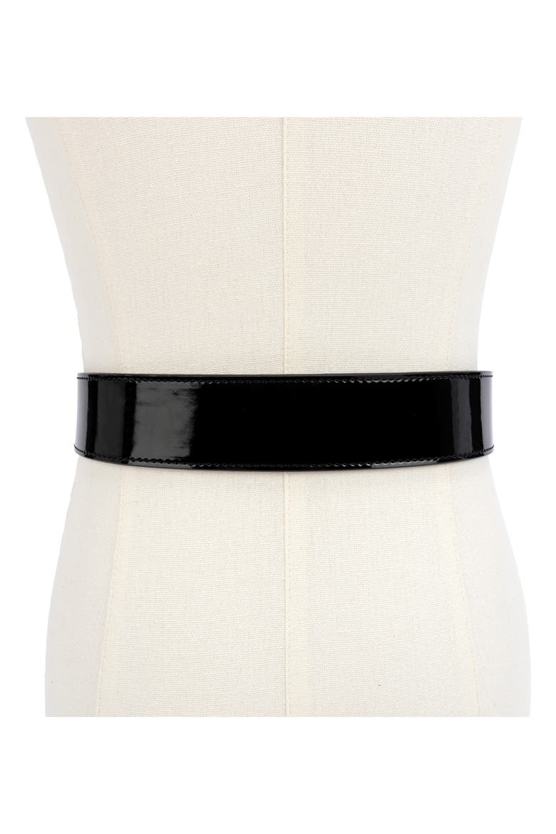 Shoreditch Patent Leather Belt, Alternate, color, BLACK/ SHINY POWDER COAT BLACK