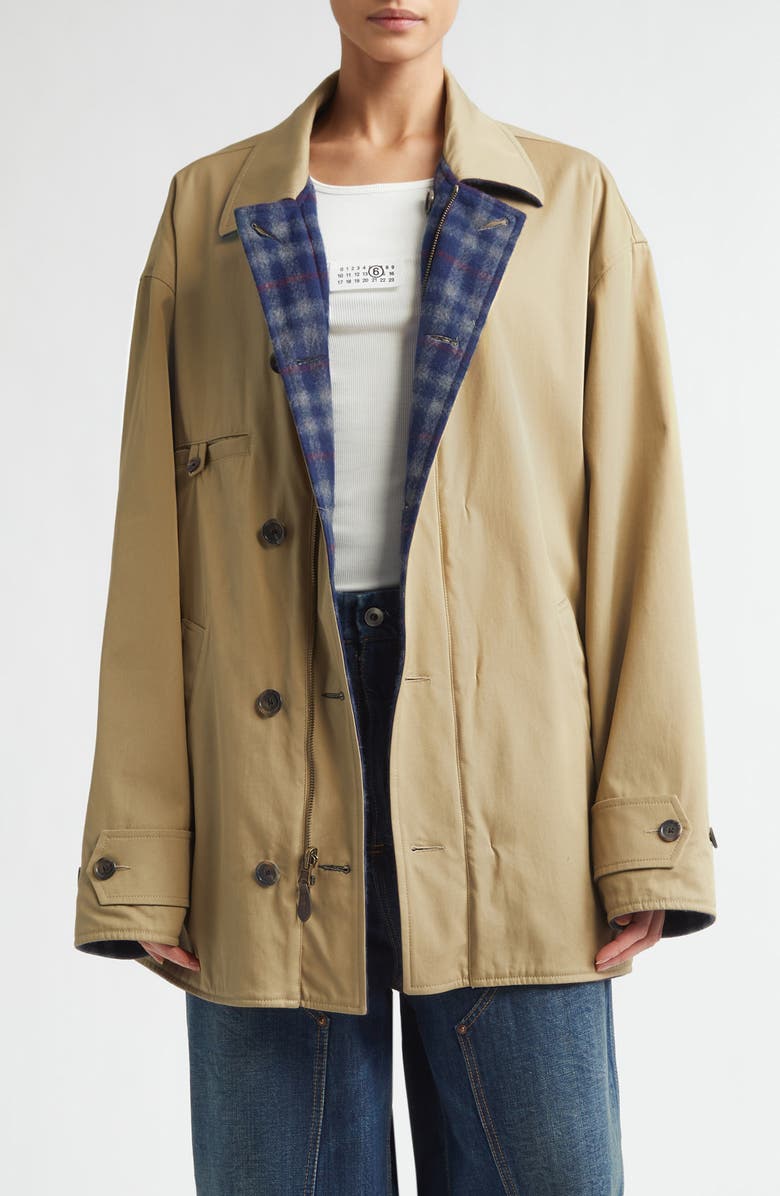 Maison Margiela Reversible Coat, Main, color, Beige/ Blue