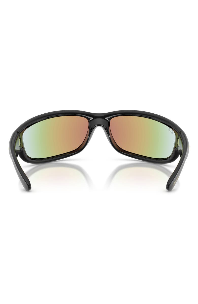 Ray-Ban x A$AP Rocky Ultra Wrap 003 86mm Mirrored Shield Sunglasses, Alternate, color, Black/ Light Grey Mirror Blue