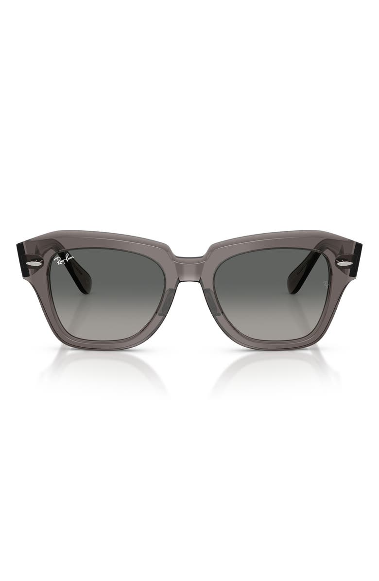 Ray-Ban State Street 49mm Gradient Square Sunglasses, Main, color, Transparent Grey