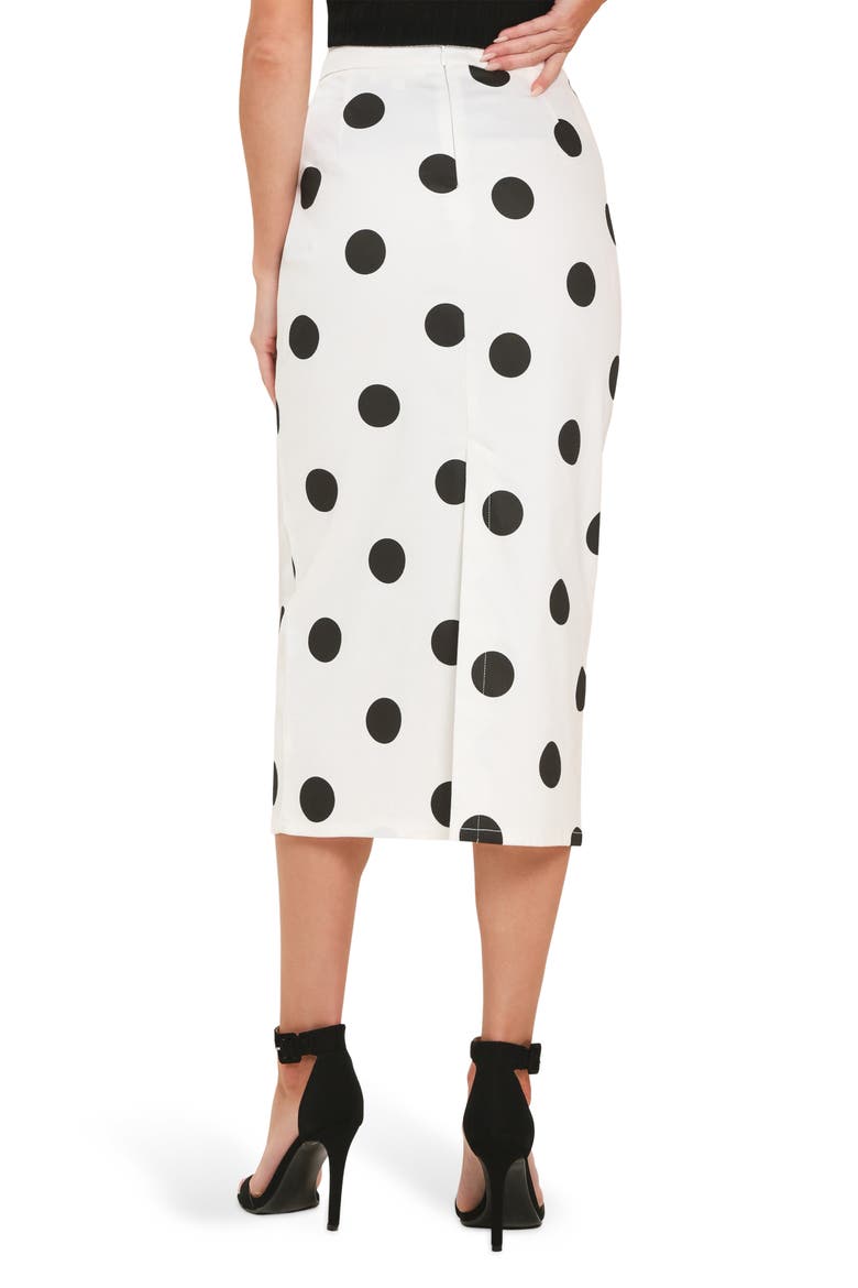 Polka Dot Pencil Skirt, Alternate, color, IVORY BLACK
