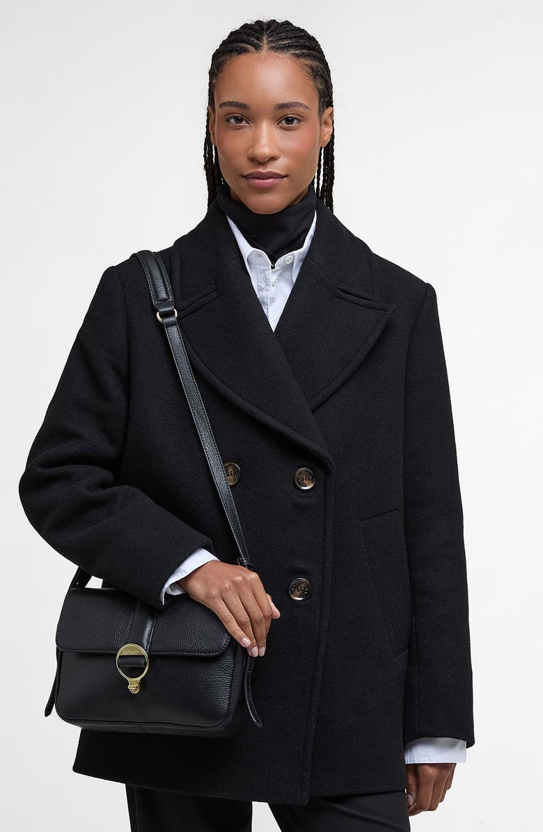 Barbour Rosa Leather Crossbody Bag, Alternate, color, Black