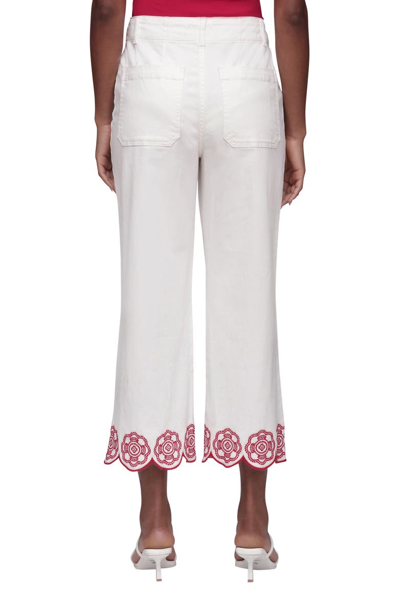 Wide Leg Crop Embroidered Pants, Alternate, color, BONE/ RED