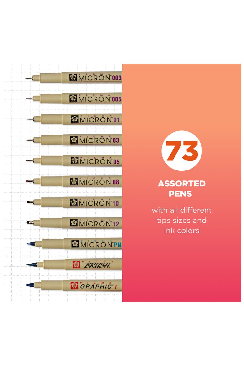Pigma Micron Color Pen Set, 73 Count Fineliner Artist Gift Set., Alternate, color, Multicolor