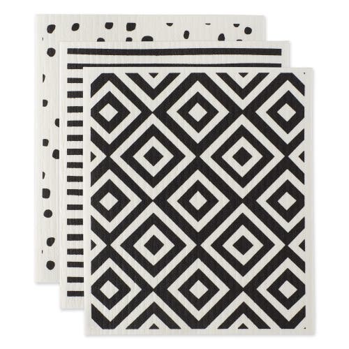 Dii Swedish Dishcloth Set/3, Reusable & Absorbent In Black