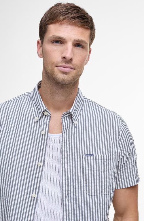 Barbour Creswell Seersucker Button-down Shirt In Gray