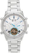 Heritor Automatic Wilhelm Day-Date Semi Skeleton Automatic Watch w/ Stainless Steel Band