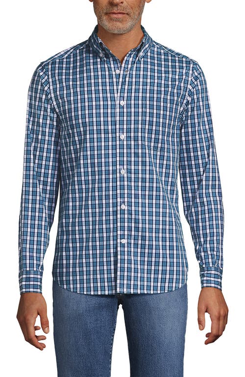 Lands' End Traditional Fit Long Sleeve Travel Kit Shirt In Blue