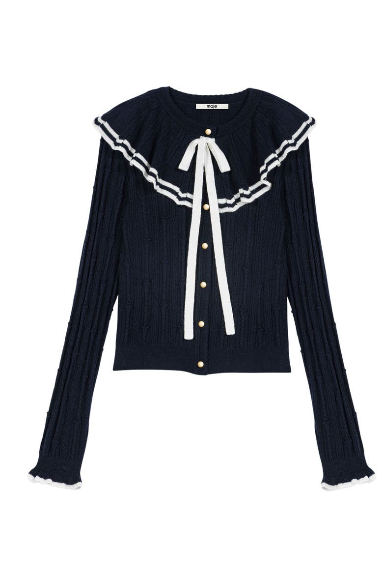 Layered cape cardigan, Alternate, color, Navy