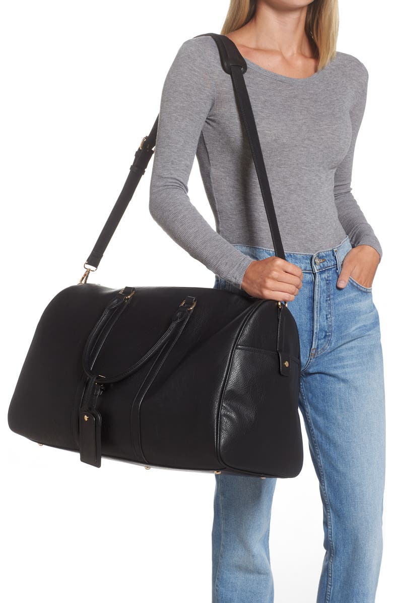 Mali + Lili Mollie Large Vegan Leather Overnight Duffle Bag, Alternate, color,