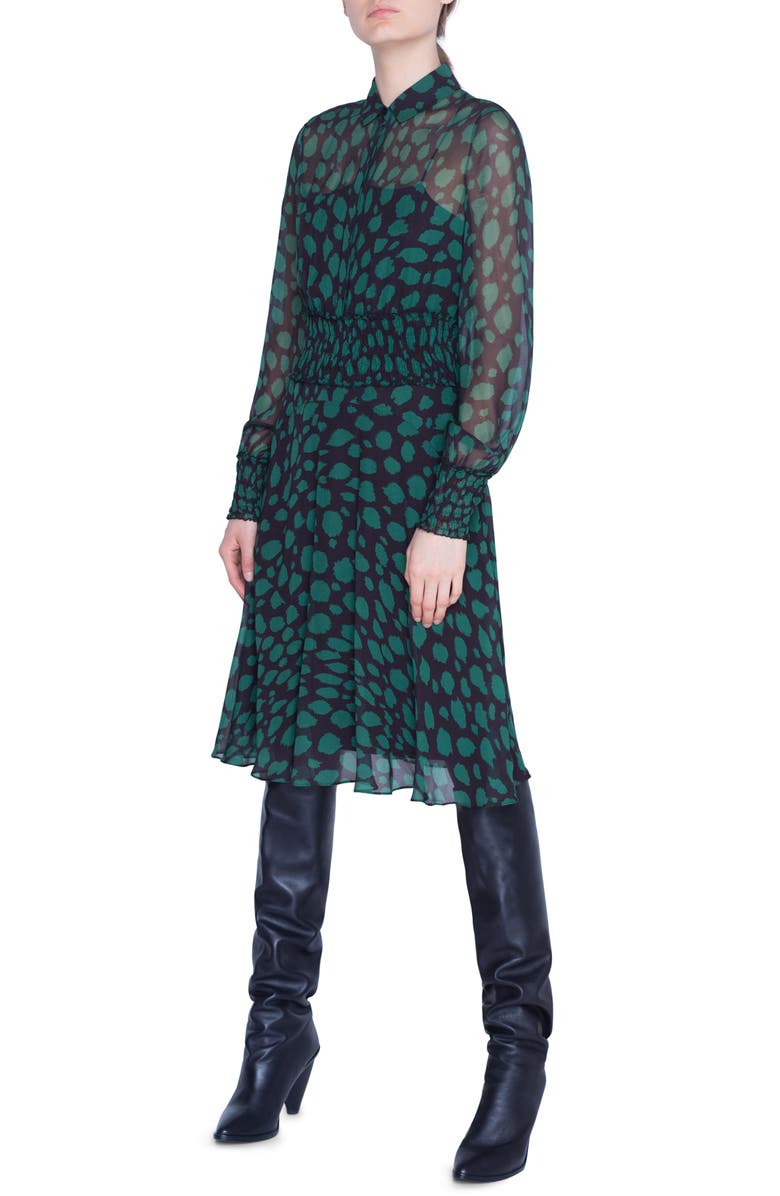 Akris punto Animal Dot Print Long Sleeve Dress, Alternate, color, 