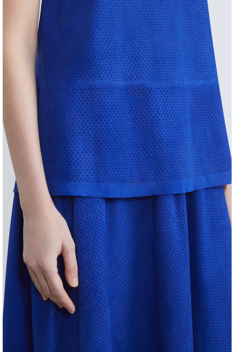 Eva Perforated Suede Camisole, Alternate, color, LAPIS BLUE
