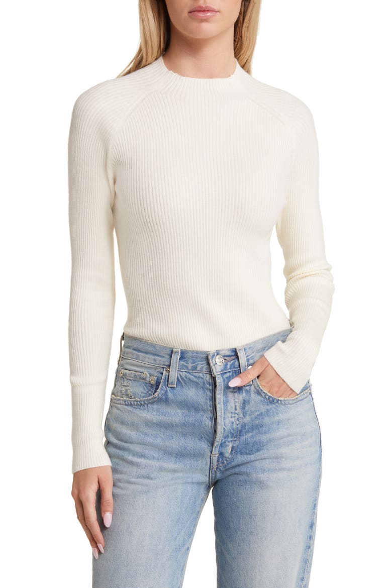 Evie Mock Neck Rib Top, Main, color, BIRCH
