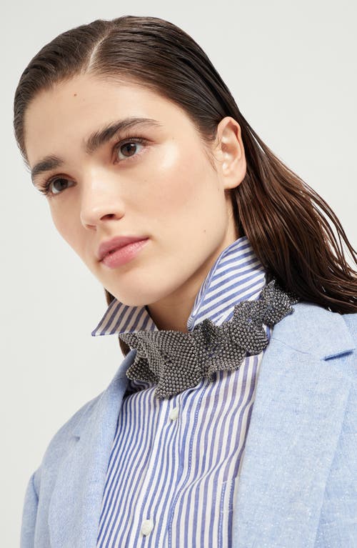 Brunello Cucinelli Flower Sculptured Choker In Lignite Grey