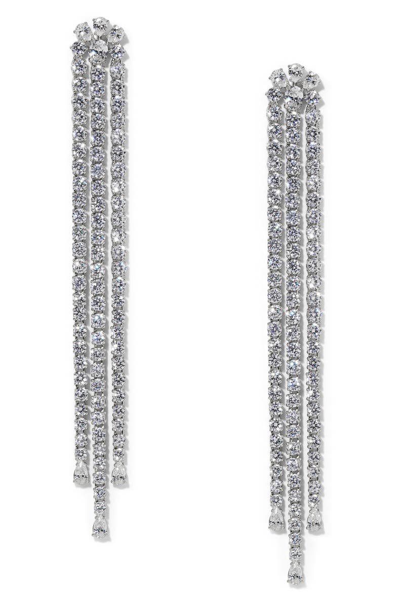 Nadri Hollywood Chandelier Drop Earrings, Main, color, Rhodium