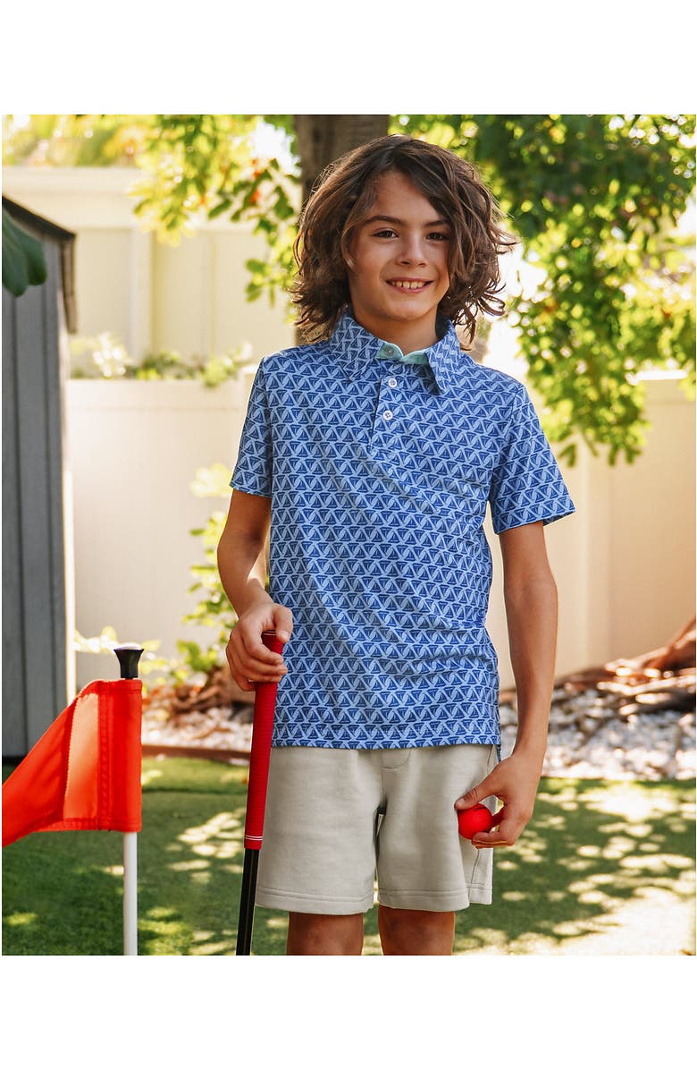 Lands' End Boys Short Sleeve Performance Polo, Main, color, Sailboats/Copen Blue