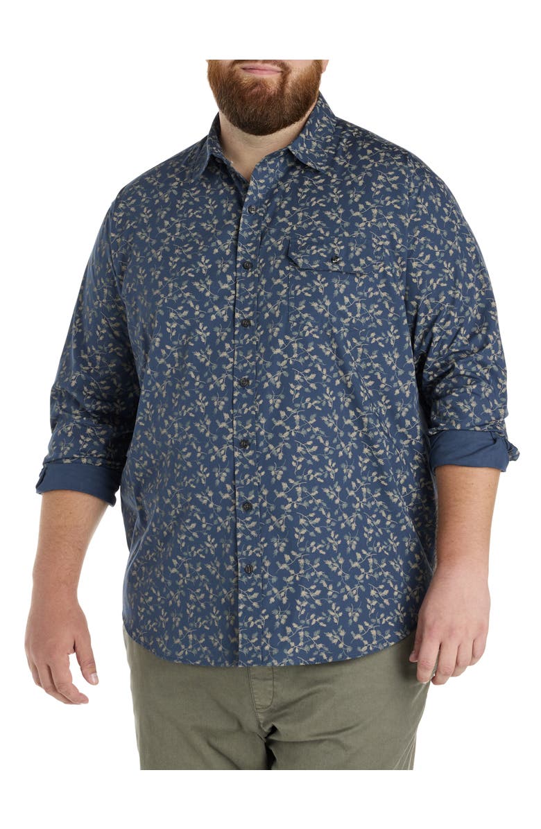 True Nation by DXL Big & Tall Fern Print Sport Shirt, Main, color, Multi