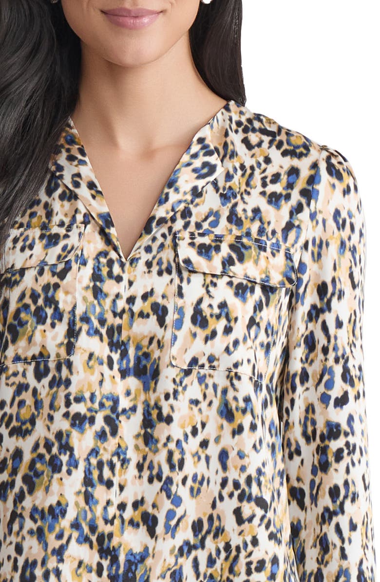 Jones New York Abstract Print Long Sleeve Top, Alternate, color, Jones White Multi