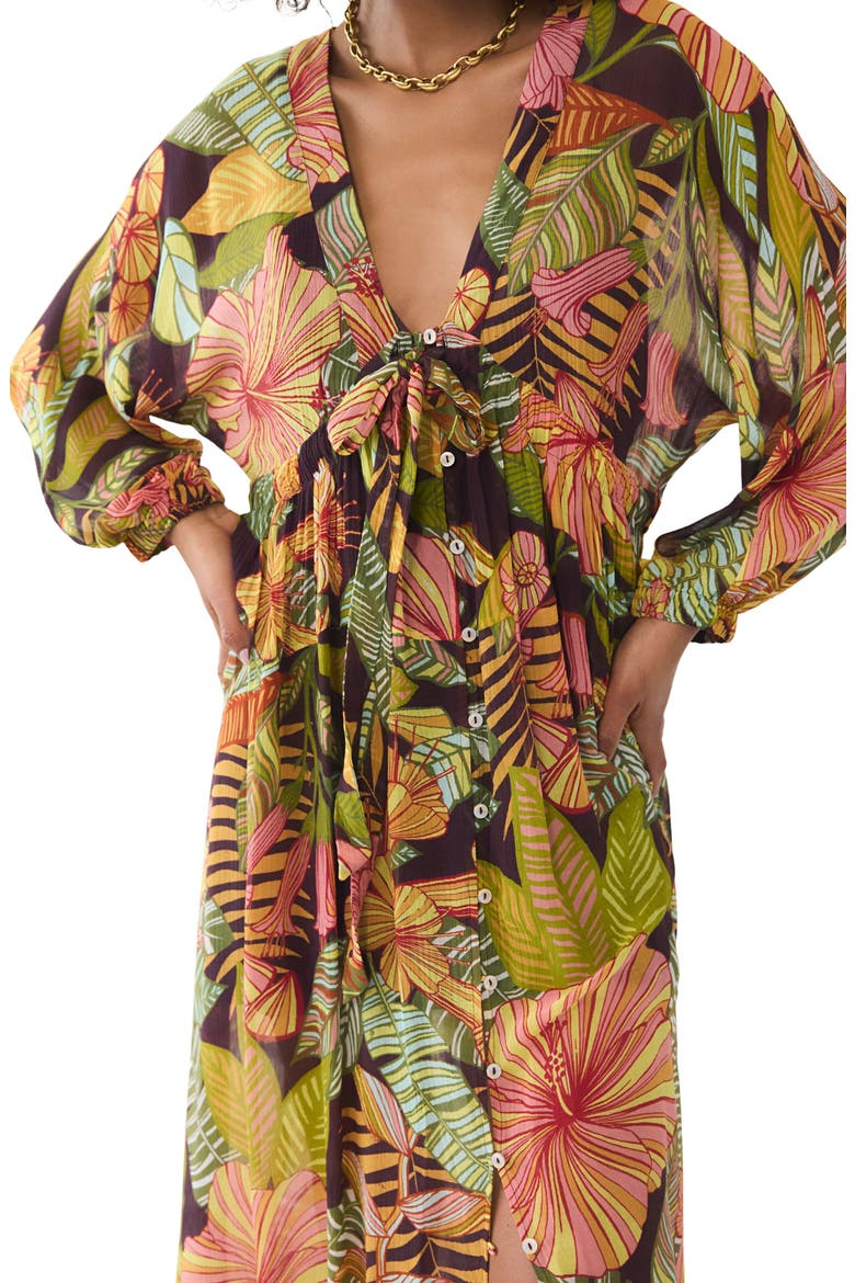 Kantuta Kaftan Midi Dress, Alternate, color, WINE