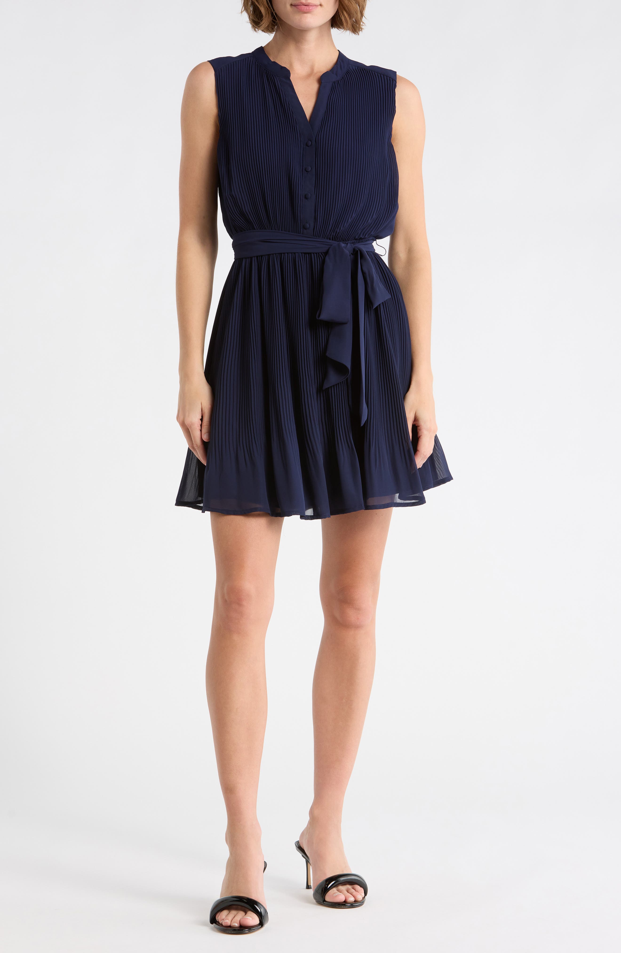 Pleated Tie Waist Dress - image 3