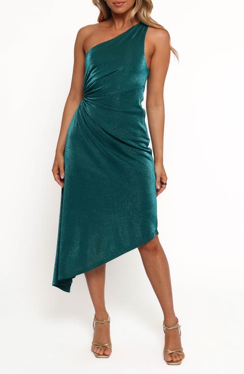 Emma One-Shoulder Ruched Asymmetric Dress