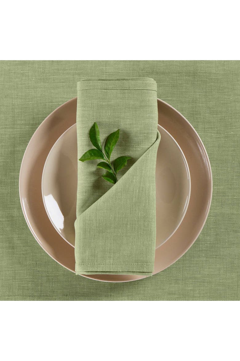 Linen Dinner Napkins Set of 4, 20 x 20" - Athena, Alternate, color, Chambray Olive