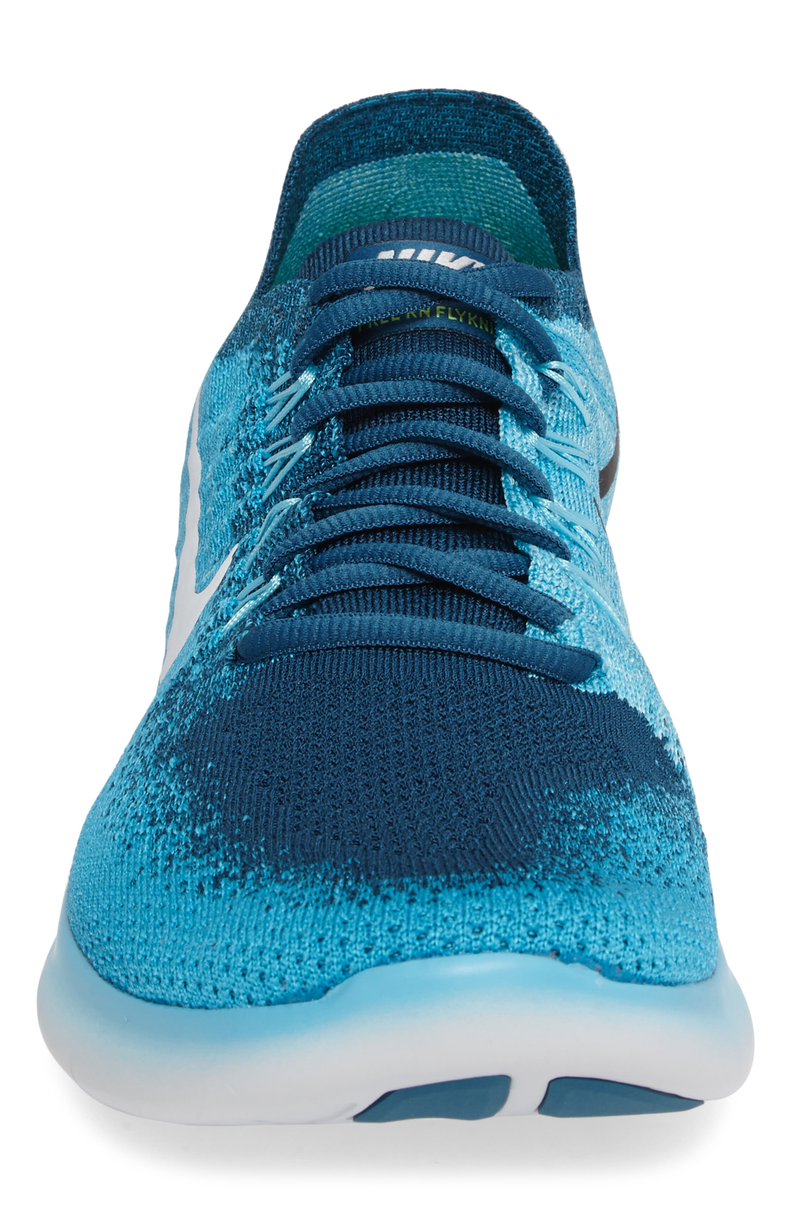 Free Run Flyknit 2017 Running Shoe, Alternate, color, BLUE LAGOON/ PLATINUM/ BLUE